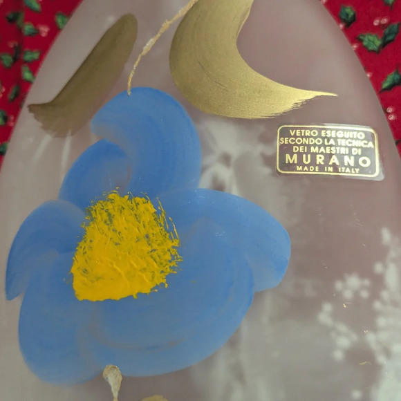 Murano Glass Vase Decanter Set- Handpainted- Italy- Frosted Glass- Vintage- Tall - Picture 2 of 8